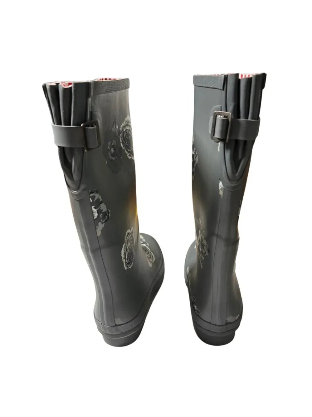 Rongee Floral Tall Rain Boots Size 10 (Runs Small)